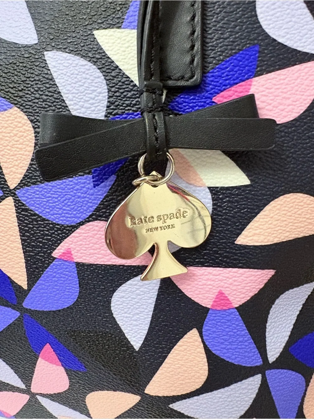kate spade ♠️ Black & Multi Color Petal-Print Tote NWOT